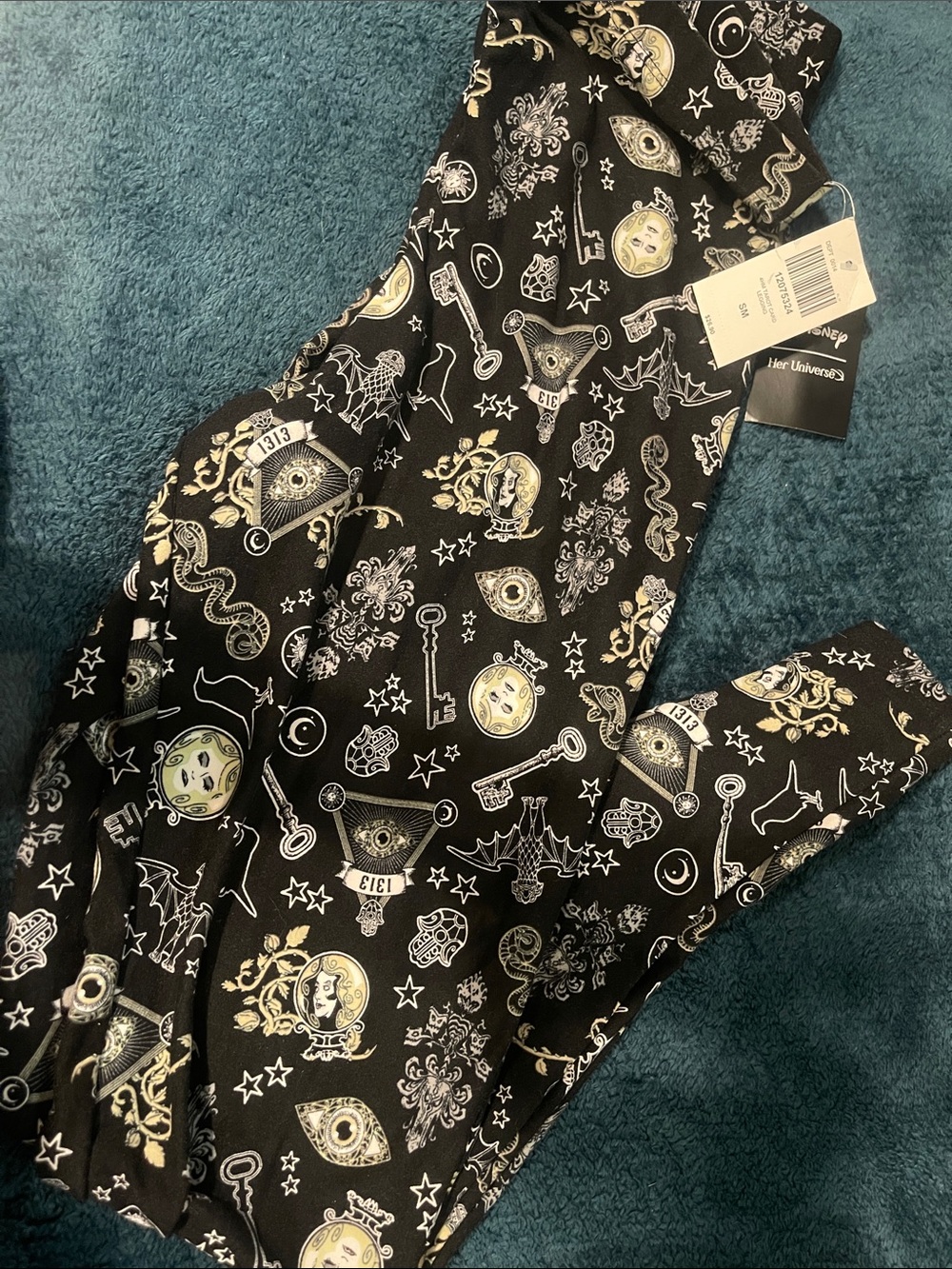 Disney Black 4HM Tarot Card Legging Mystical Icon Print